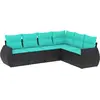 Image de vidaXL Ensemble de 6 canapés de jardin avec coussins, polyrattan noir