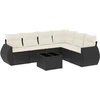 Image de vidaXL Ensemble de salon de jardin 7 pièces avec coussins noir poly rotin