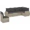Image de vidaXL Ensemble de salon de jardin 6 pièces avec coussins gris clair Poly rotin