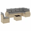 Image de vidaXL Ensemble de salon de jardin 7 pièces avec coussins Beige Poly Rattan