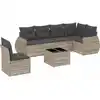Image de vidaXL Ensemble de salon de jardin 7 pièces avec coussins gris clair Poly rotin