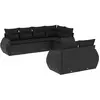 Image de vidaXL Ensemble de salon de jardin 7 pièces avec coussins noir poly rotin