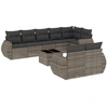 Image de vidaXL Ensemble de salon de jardin 9 pièces avec coussins Gris Poly rotin