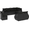 Image de vidaXL Ensemble de jardin canapé 8 pièces avec coussins noir poly rotin