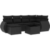 Image de vidaXL Ensemble de salon de jardin 7 pièces avec coussins noir poly rotin