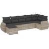 Image de vidaXL Ensemble de salon de jardin 7 pièces avec coussins gris clair Poly rotin