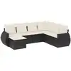 Image de vidaXL Ensemble de salon de jardin 7 pièces avec coussins noir poly rotin