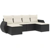 Image de vidaXL Ensemble de salon de jardin 6 pièces avec coussins noir poly rotin