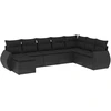 Image de vidaXL Ensemble de jardin canapé 8 pièces avec coussins noir poly rotin