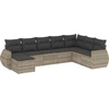Image de vidaXL Ensemble de jardin canapé 8 pièces avec coussins gris clair Poly rotin