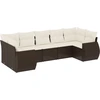 Image de vidaXL Ensemble de salon de jardin 7 pièces avec coussins Marron Poly rotin