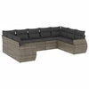 Image de vidaXL Ensemble de salon de jardin 9 pièces avec coussins Gris Poly rotin