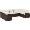 Image de vidaXL Ensemble de salon de jardin 9 pièces avec coussins Marron Poly Rattan