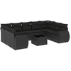 Image de vidaXL Ensemble de 10 canapés de jardin avec coussins noir poly rotin