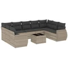 Image de vidaXL Ensemble de 10 canapés de jardin avec coussins gris clair Poly rotin