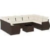 Image de vidaXL Ensemble de salon de jardin 10 pièces avec coussins Marron Poly Rattan