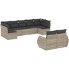 Image de vidaXL Ensemble de salon de jardin 9 pièces avec coussins gris clair Poly rotin