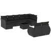 Image de vidaXL Ensemble de 10 canapés de jardin avec coussins noir poly rotin