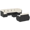 Image de vidaXL Ensemble de 10 canapés de jardin avec coussins noir poly rotin