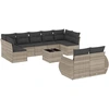Image de vidaXL Ensemble de 10 canapés de jardin avec coussins gris clair Poly rotin