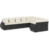 Image de vidaXL Ensemble de salon de jardin 9 pièces avec coussins noir poly rotin