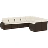 Image de vidaXL Ensemble de salon de jardin 9 pièces avec coussins Marron Poly Rattan
