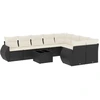 Image de vidaXL Ensemble de 10 canapés de jardin avec coussins noir poly rotin