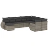 Image de vidaXL Ensemble de salon de jardin 10 pièces avec coussins Gris Poly Rattan
