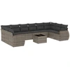 Image de vidaXL Ensemble de salon de jardin 11 pièces avec coussins Gris Poly rotin