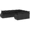 Image de vidaXL Ensemble de 10 canapés de jardin avec coussins noir poly rotin