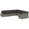 Image de vidaXL Ensemble de salon de jardin 10 pièces avec coussins Gris Poly Rattan