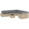 Image de vidaXL Ensemble de salon de jardin 11 pièces avec coussins Beige Poly Rattan