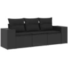 Image de vidaXL Ensemble de salon de jardin 3 pièces avec coussins noir poly rotin