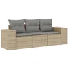 Image de vidaXL Ensemble de salon de jardin 3 pièces avec coussins Beige Poly Rattan