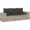 Image de vidaXL Ensemble de salon de jardin 3 pièces avec coussins gris clair Poly rotin