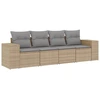 Image de vidaXL Ensemble de salon de jardin 4 pièces avec coussins Beige Poly Rattan