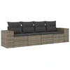 Image de vidaXL Ensemble de salon de jardin 4 pièces avec coussins Gris Poly rotin