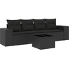Image de vidaXL Ensemble de salon de jardin 5 pièces avec coussins noir poly rotin
