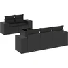 Image de vidaXL Ensemble de salon de jardin 6 pièces avec coussins noir poly rotin
