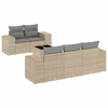 Image de vidaXL Ensemble de salon de jardin 6 pièces avec coussins Beige Poly Rattan