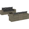 Image de vidaXL Ensemble de salon de jardin 7 pièces avec coussins Gris Poly rotin