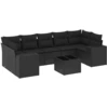 Image de vidaXL Ensemble de jardin canapé 8 pièces avec coussins noir poly rotin