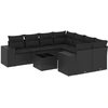 Image de vidaXL Ensemble de salon de jardin 9 pièces avec coussins noir poly rotin