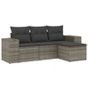 Image de vidaXL Ensemble de salon de jardin 4 pièces avec coussins Gris Poly rotin