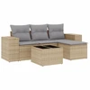 Image de vidaXL Ensemble de salon de jardin 5 pièces avec coussins Beige Poly Rattan
