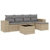 Image de vidaXL Ensemble de salon de jardin 6 pièces avec coussins Beige Poly Rattan