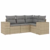 Image de ensemble de salon de jardin 4 pièces avec coussins Beige Poly Rattan