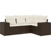 Image de vidaXL Ensemble de salon de jardin 4 pièces avec coussins Marron Poly Rattan