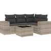 Image de vidaXL Ensemble de salon de jardin 5 pièces avec coussins gris clair Poly rotin