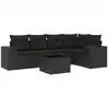 Image de vidaXL Ensemble de salon de jardin 6 pièces avec coussins noir poly rotin